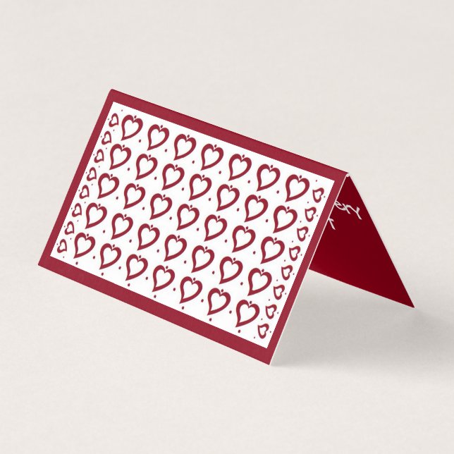 Corações e pontos pequenos Vermelho e Branco o ama (Frente)