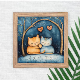 Corações e Purrs Feline Soulmates Poster Wall Art