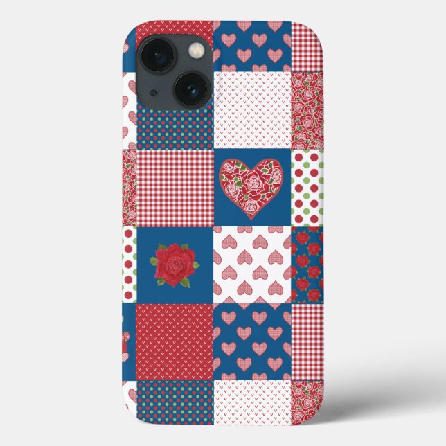 Corações e Rosas Chic - Mala iPad Patchwork Faux (Verso)
