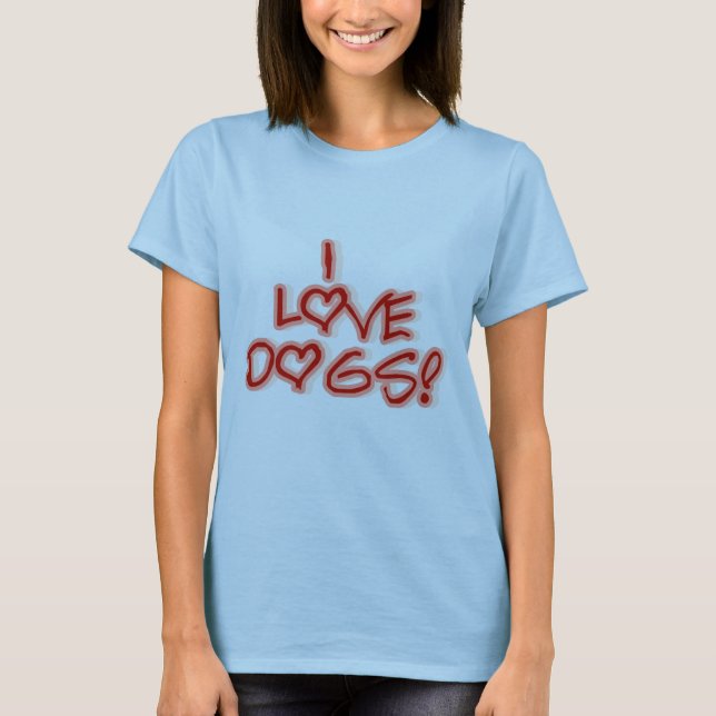 Corações eu amo o camiseta e os presentes dos cães (Frente)