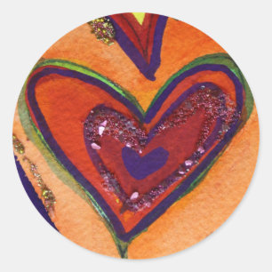 Corações Felizes Etiquetas de Amor com Folhas de A