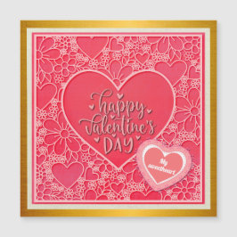 Corações Florais Vermelhos e Rosas Elegantes Dia d