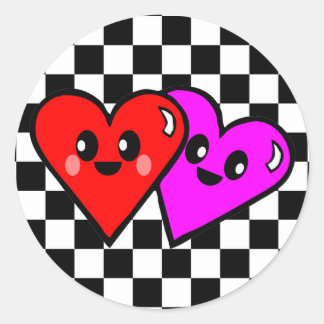 Corações Kawaii e Adesivos de Xadrez