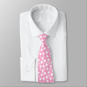 Corações Manchados Gravata Rosa e Branca
