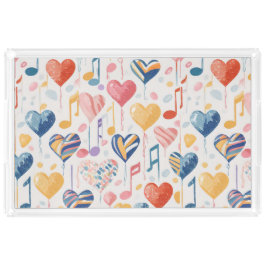 Corações musicais servindo bandejas