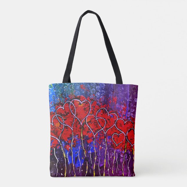 Corações Namorados Adoram Tote Bag Purple e Red (Verso)