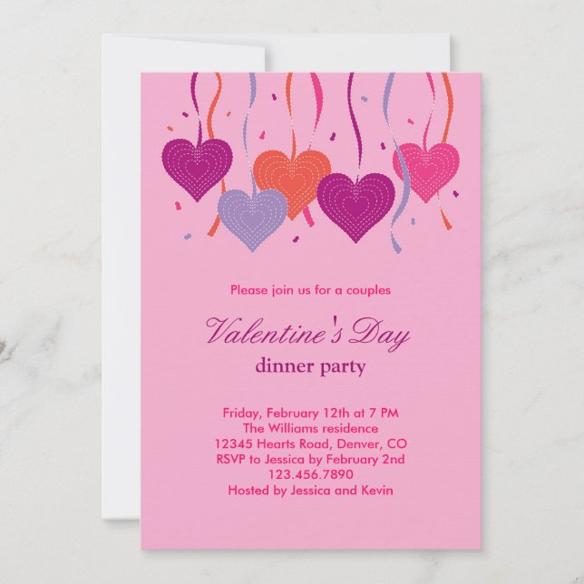 Corações no Convite de Dia de os namorados de Cade (Frente)