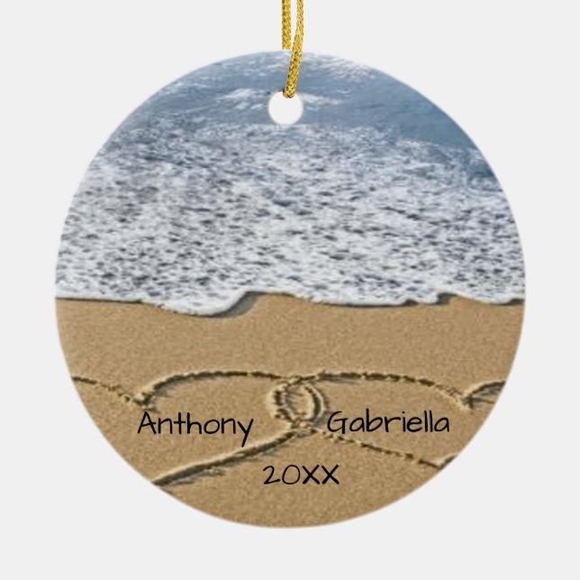 Corações personalizados no ornamento da areia (Frente)