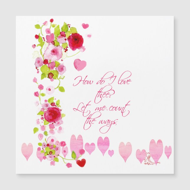 Corações Rosa e Rosas vermelhas de Aquarela Verso  (Frente)