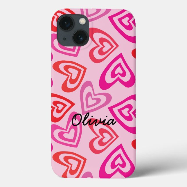 Corações Rosa e Vermelho Psicodélicos Nome  (Verso)
