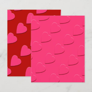 Corações rosa embutidos em papel vermelho 4.5x5.6