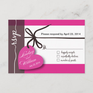 Corações RSVP 1 Resposta Fuschia