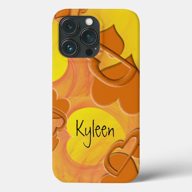 Corações Sombreados Sólidos Laranja Personalizados (Verso)