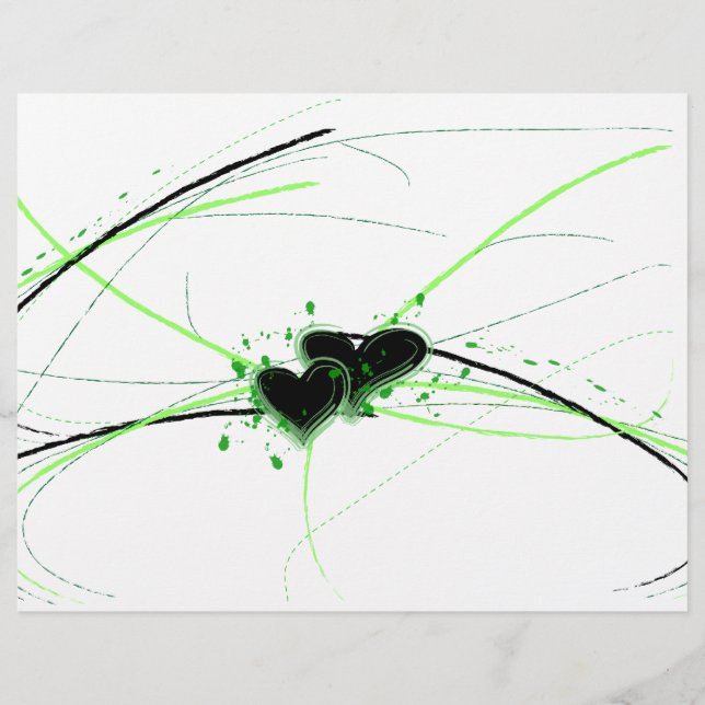Corações Verdes e Pretos - Cabeça Letterhead (Frente)