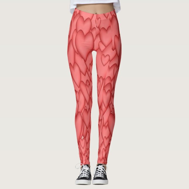 Corações VERMELHO E PINK! YOGA PANTS Comfy Legging (Frente)