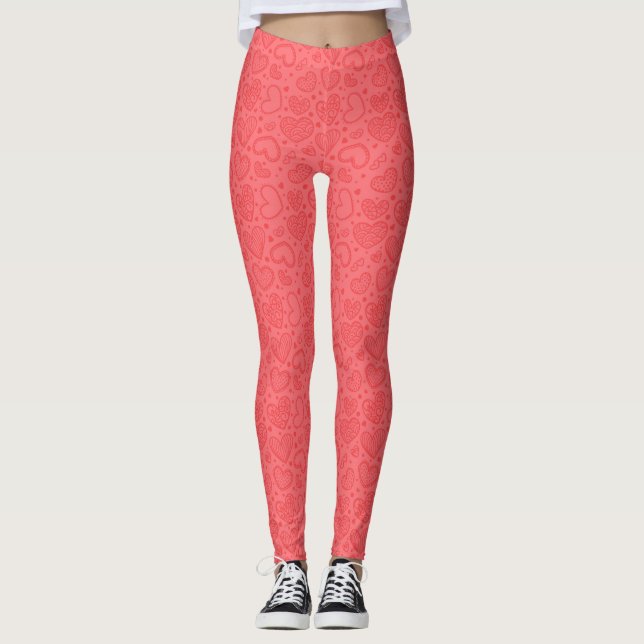 Corações Vermelhos Leggings Amor (Frente)
