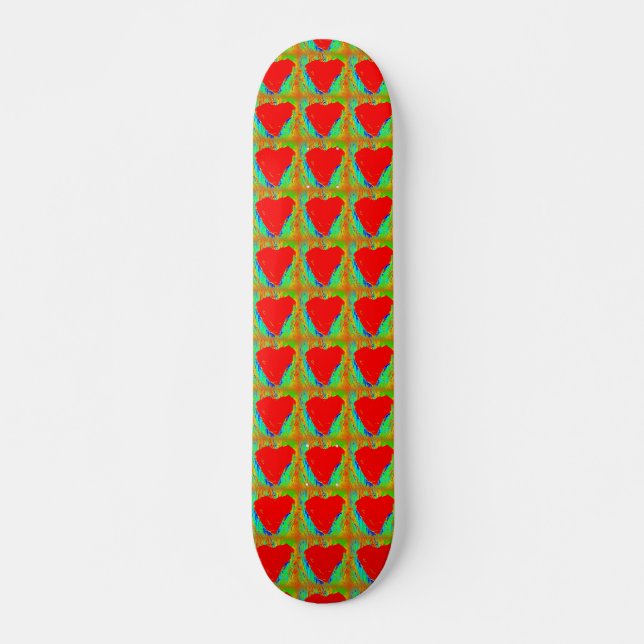 corações vermelhos no skate verde (Frente)