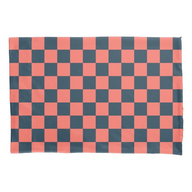 Coral and navy checkerboard pattern (Frente-Esquerda)