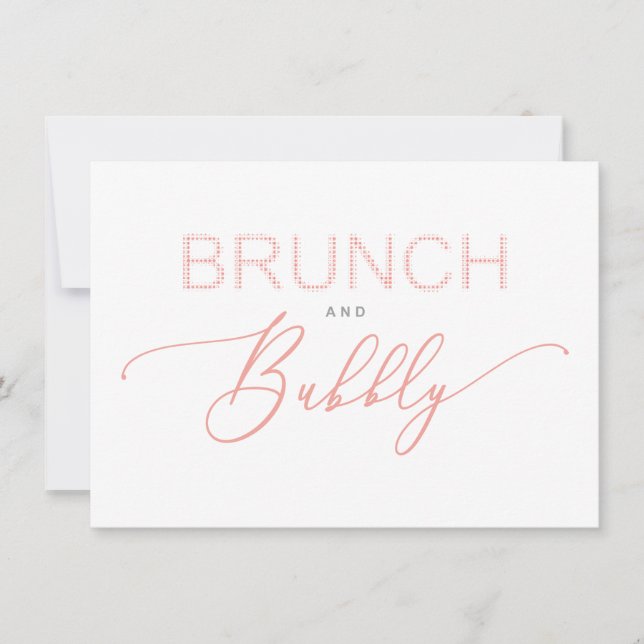 Coral Brunch  Bubbly Bridal Shower Typography (Frente)