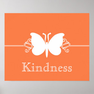 Coral Butterfly Swirls Virtue Poster