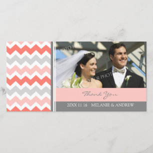 Coral Cinza Obrigado Cartões com fotos De Casament