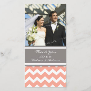 Coral Cinza Obrigado Cartões com fotos De Casament