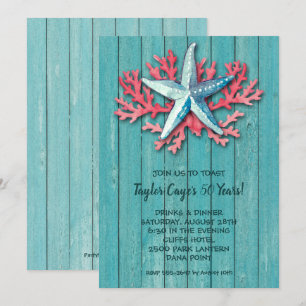 Coral de Peixe-Fígado Náutico em Turquoise Wood