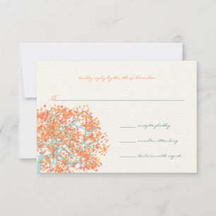 Coral Deixa Aqua Blue Tree Weding RSVP