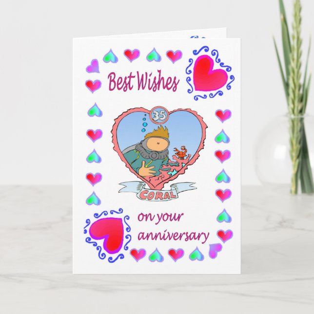 Coral do cartão 35 do aniversário (Frente)