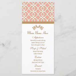 Coral e Dourado Menu marroquino