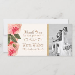 Coral e Leigos Rosa Obrigado Cartão com fotos (4x8