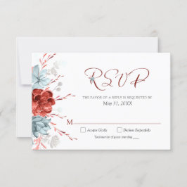 Coral Floral Wedding RSVP