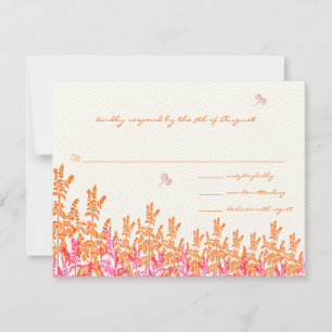 Coral & Fuchia Wild Flower Bee Weding RSVP