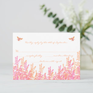 Coral & Fuchsia Wild Flower Bee Weding RSVP