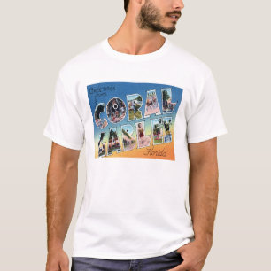 Coral Gables, t-shirt cénico das letras do vintag