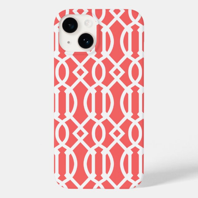 Coral Modern Trellis Pattern (Verso)