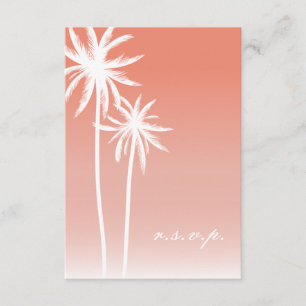 Coral Ombré Palm Trees Beach Weding RSVP