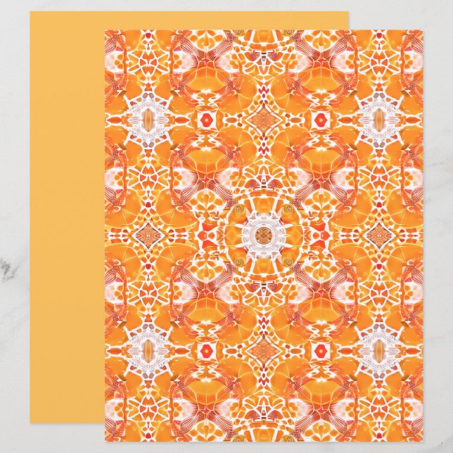 Coral Orange e Cream Batik Medallion Padrão (Frente/Verso)