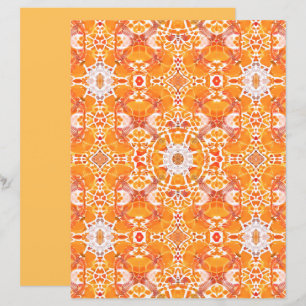 Coral Orange e Cream Batik Medallion Padrão