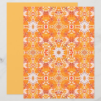 Coral Orange e Cream Batik Medallion Padrão