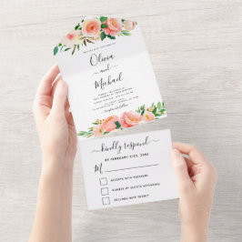 Coral Peach Floral Flowers Casamento RSVP