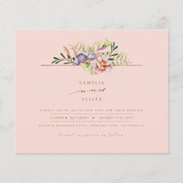 Coral Peach Summer Floral Convite de casamento QR