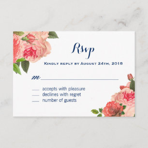 Coral Peonie em placas RSVP de Marinho