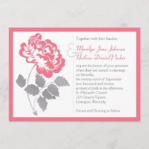 Coral Peony com Convite para Casamento de Cinzas