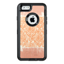 Coral Polkadots Lacy Hearts Grunge Pattern