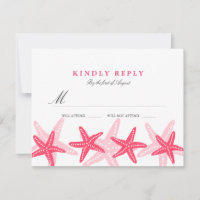 Coral Starfish Beach Weding RSVP