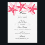 Coral Starfish Janto Casamento Praia Menu<br><div class="desc">Mais cores na Loja Little Bayleigh!</div>
