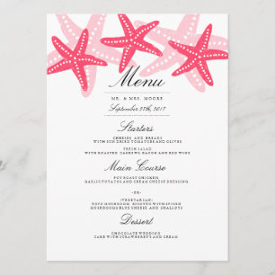 Coral Starfish Janto Casamento Praia Menu