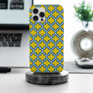 Corante amarelo e azul-bebê, latido, quatrefoil