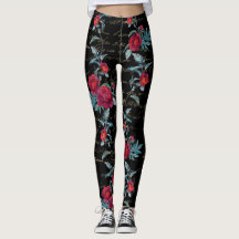 Corante de Peony Black Floral Patterno - Leggings